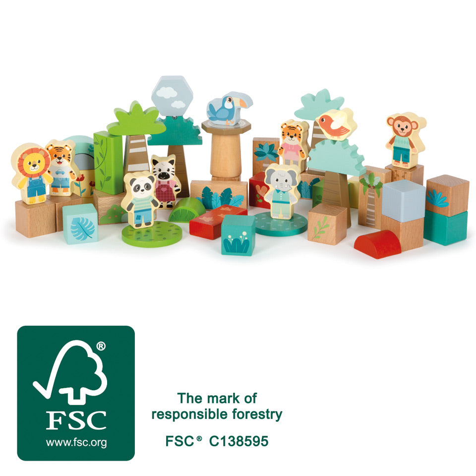 Bloques de construcción de madera "Jungle Friends" SMALL FOOT