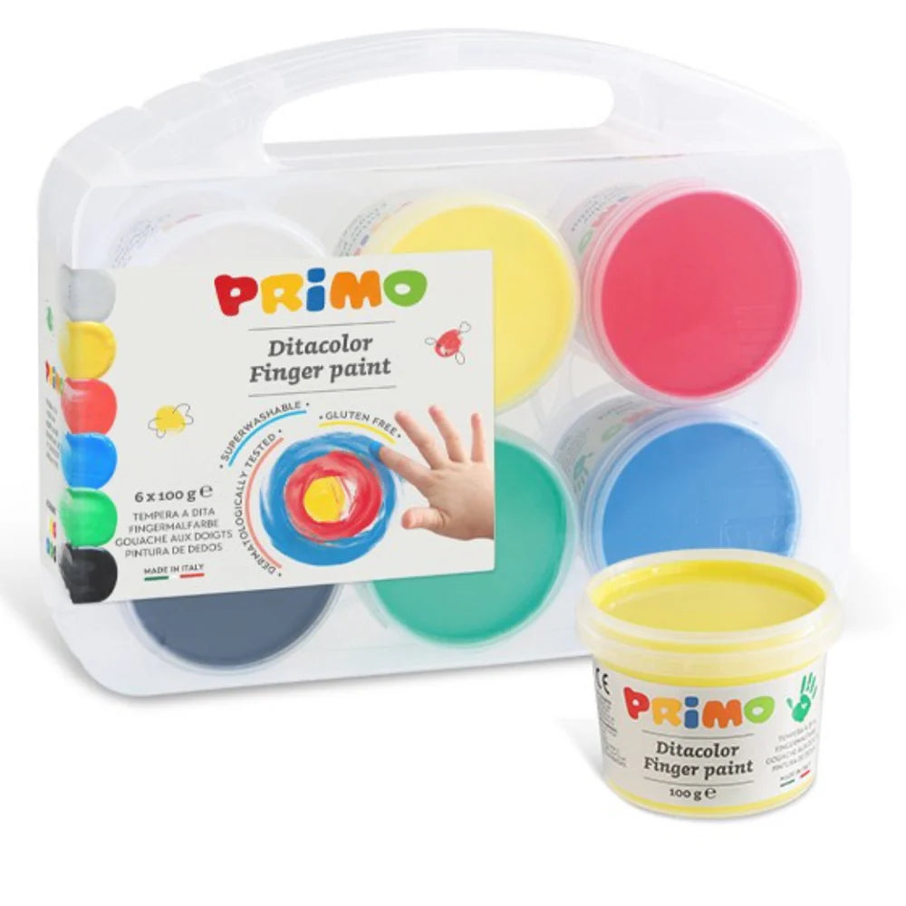Pintura de dedos textil en frasco, estuche multiusos, 6 colores. PRIMO