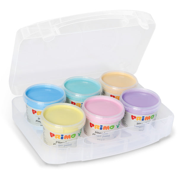 Pintura de dedos pastel en frasco, estuche multiusos, 6 colores. PRIMO