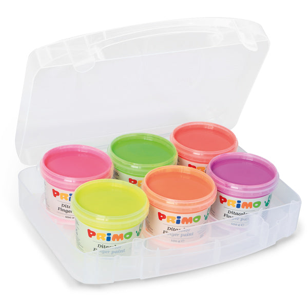 Pintura de dedos fluorescente en frasco, estuche multiusos, 6 colores. PRIMO