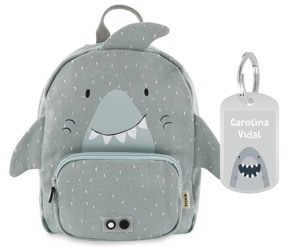 Mochila GRANDE Mr. Shark con Llavero Personalizado TRIXIE