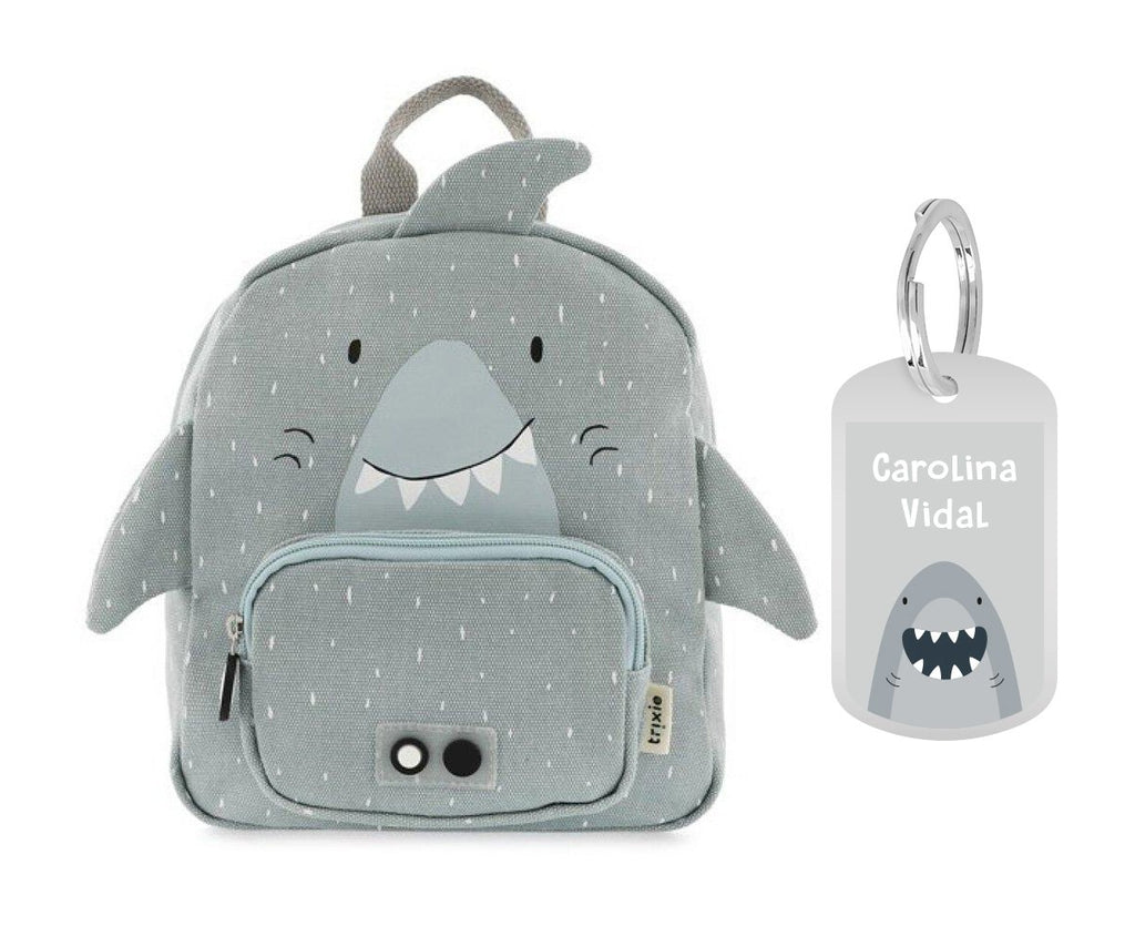 Mochila PEQUEÑA Mr. Shark con Llavero Personalizado TRIXIE