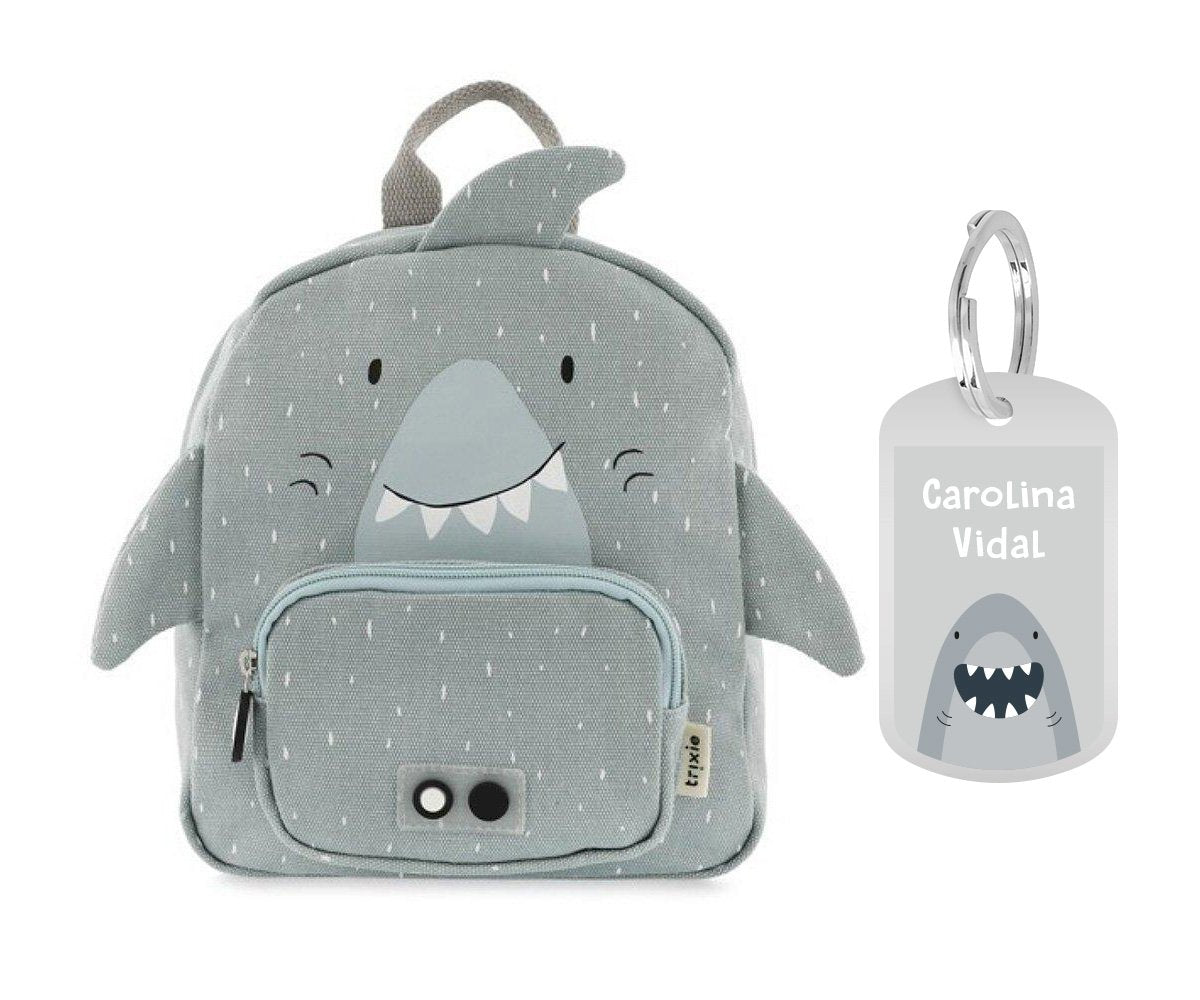 Mochila PEQUEÑA Mr. Shark con Llavero Personalizado TRIXIE