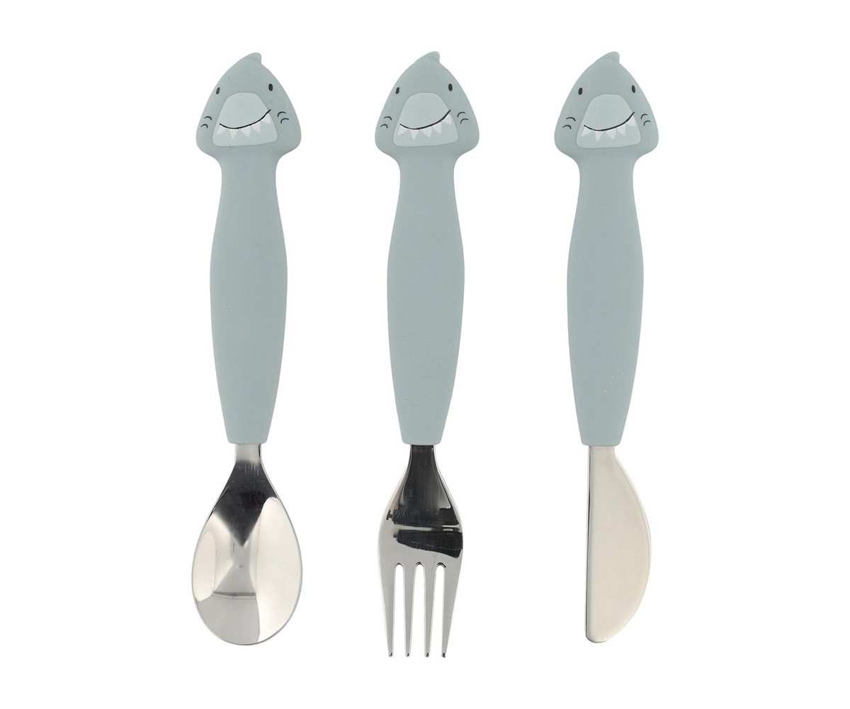 Set 3 Cubiertos Silicona Mr. Shark TRIXIE