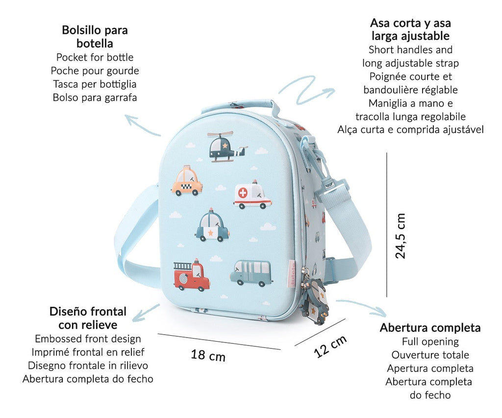 Bolsa Merienda Térmica 3D City Cars Personalizable Tutete