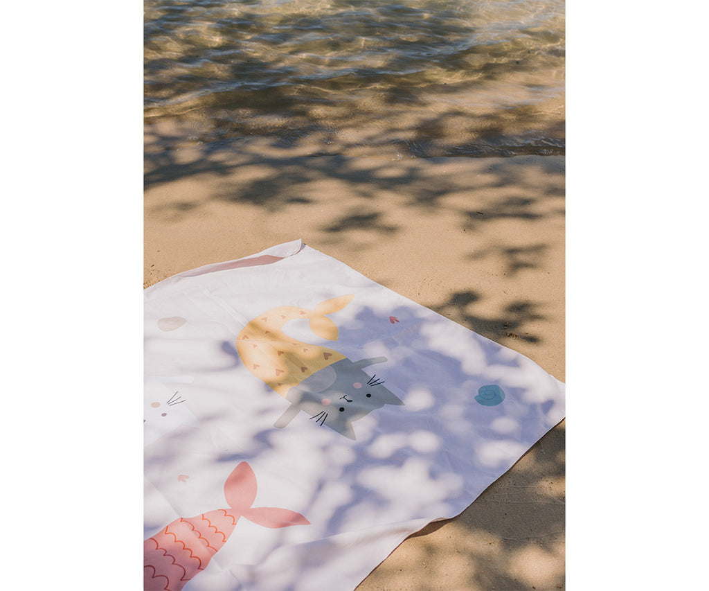 Toalla Playa Microfibra Gatitos Sirena MK
