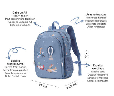 Mochila Mediana Planes + Llavero Personalizable TUTETE