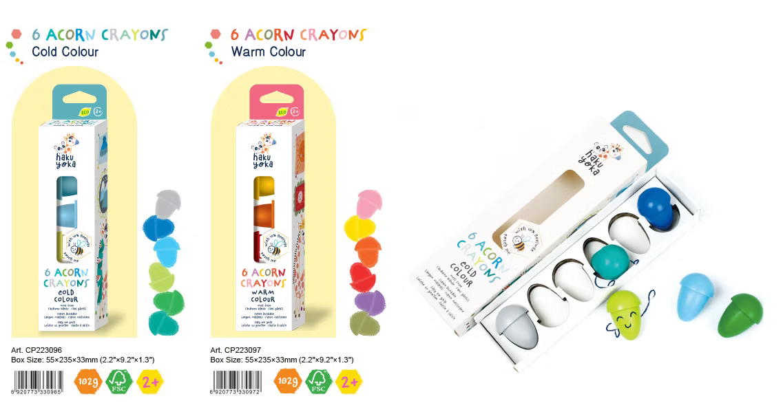 6 ACORN CRAYONES AZULES Y VERDES HAKUYOKA