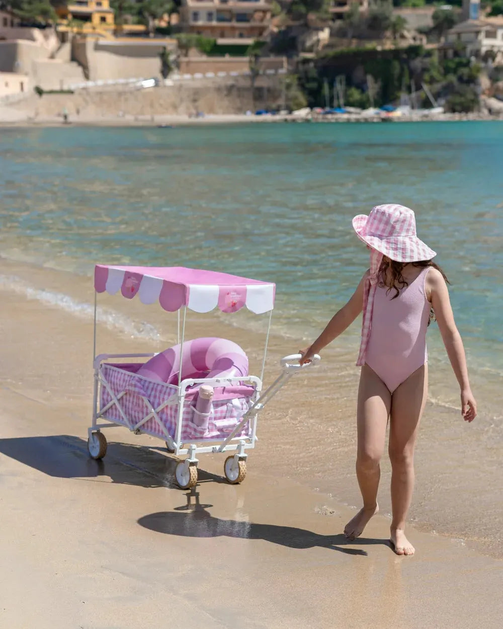 CARRO PLEGABLE PLAYA CON PARASOL Y RUEDAS POP - FLAMINGUEO