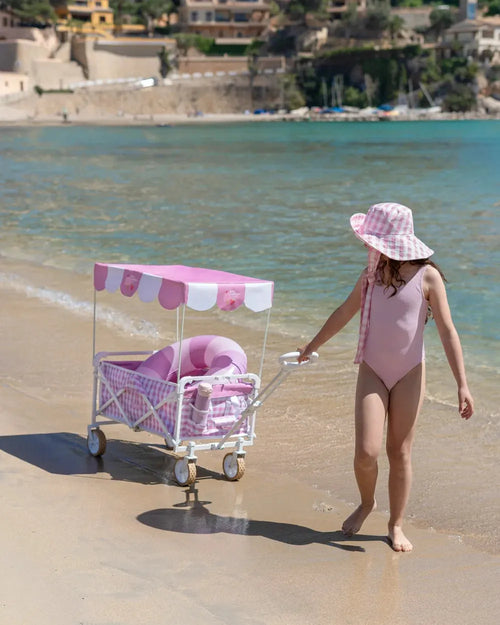 CARRO PLEGABLE PLAYA CON PARASOL Y RUEDAS POP - FLAMINGUEO
