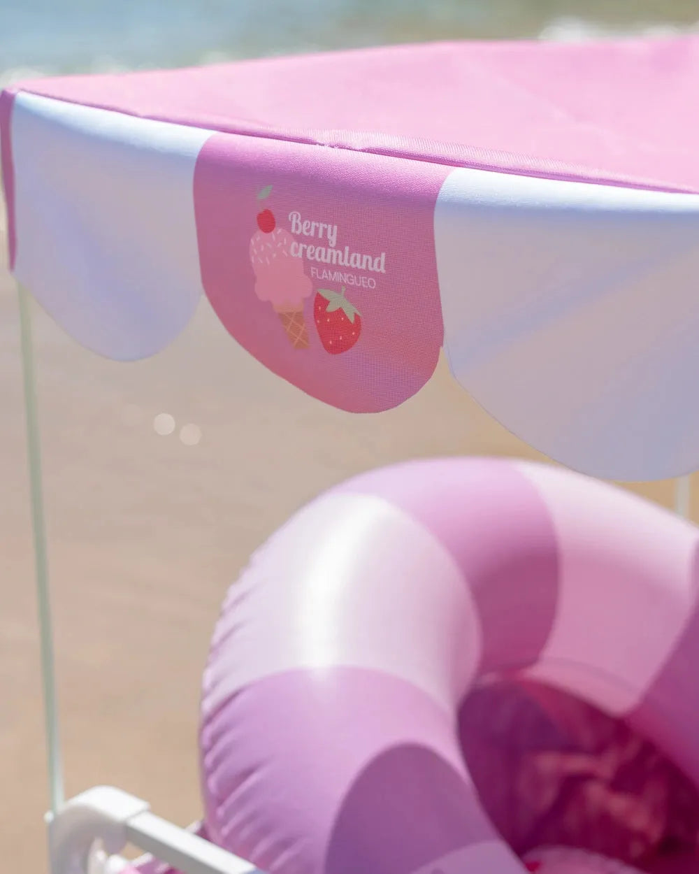 CARRO PLEGABLE PLAYA CON PARASOL Y RUEDAS POP - FLAMINGUEO