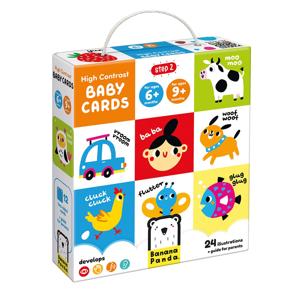 Tarjetas de bebé de alto contraste BANANAPANDA