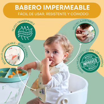 Pack 2 baberos impermeables sin mangas estampado huerto BABATE kids