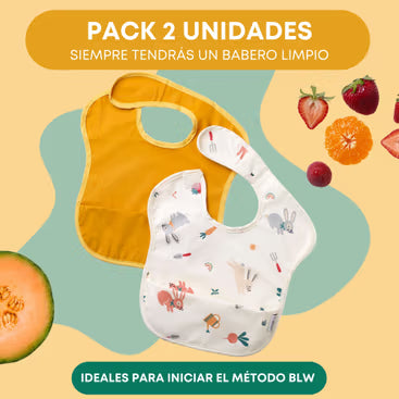 Pack 2 baberos impermeables sin mangas estampado huerto BABATE kids