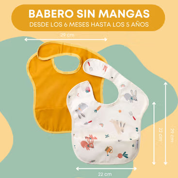 Pack 2 baberos impermeables sin mangas estampado huerto BABATE kids