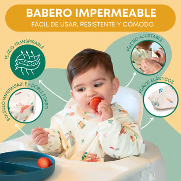 Pack 2 baberos impermeables manga larga estampado huerto BABATE kids