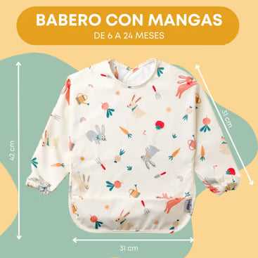 Pack 2 baberos impermeables manga larga estampado huerto BABATE kids