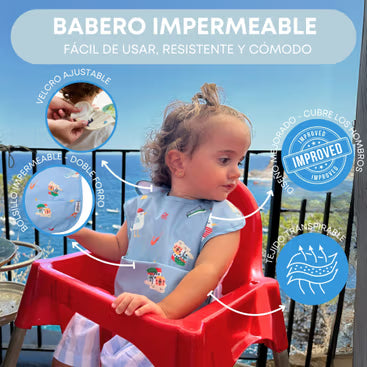 Pack 2 baberos impermeables sin mangas estampado mediterráneo BABATE kids