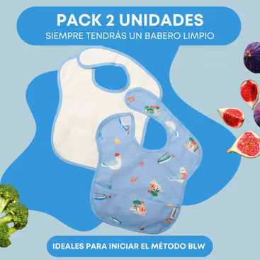 Pack 2 baberos impermeables sin mangas estampado mediterráneo BABATE kids