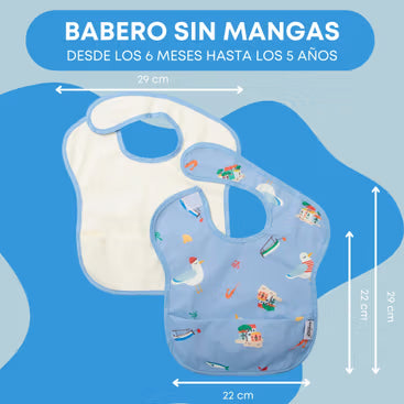 Pack 2 baberos impermeables sin mangas estampado mediterráneo BABATE kids