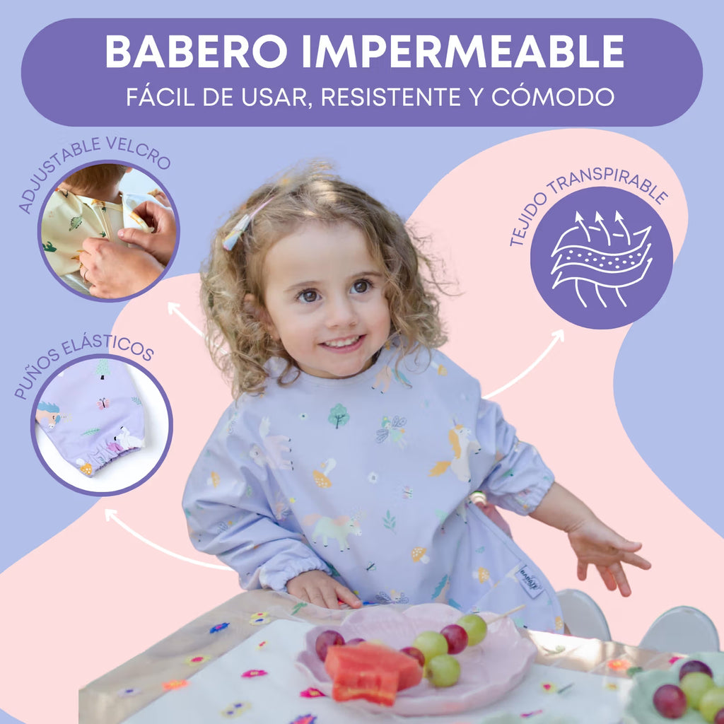 Babero impermeable manga larga unitario estampado bosque encantado BABATE kids