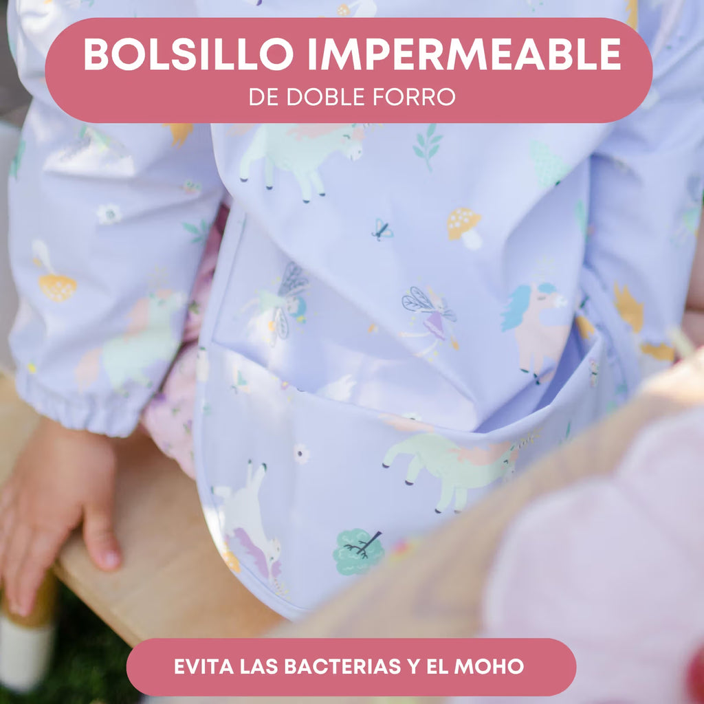 Babero impermeable manga larga unitario estampado bosque encantado BABATE kids