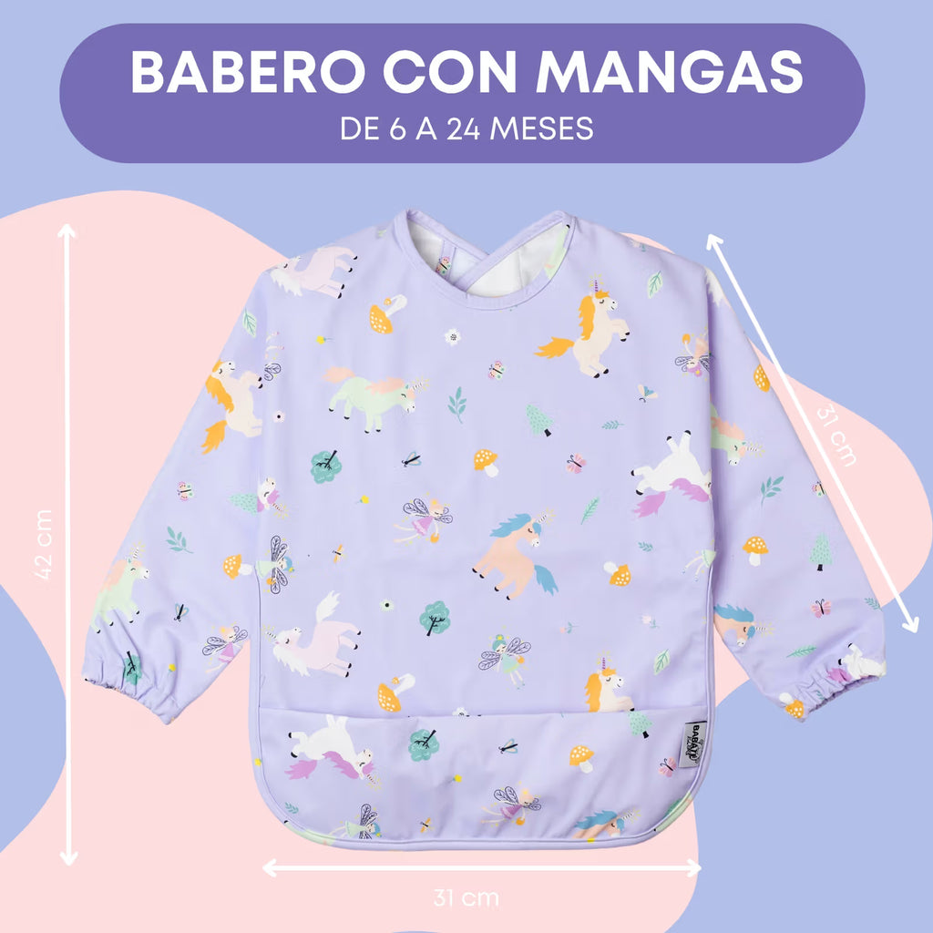 Babero impermeable manga larga unitario estampado bosque encantado BABATE kids