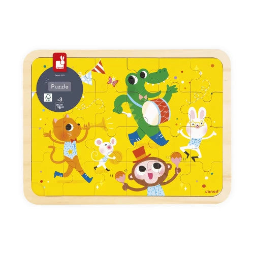 Puzzle de madera de 24 piezas Fiesta animal JANOD