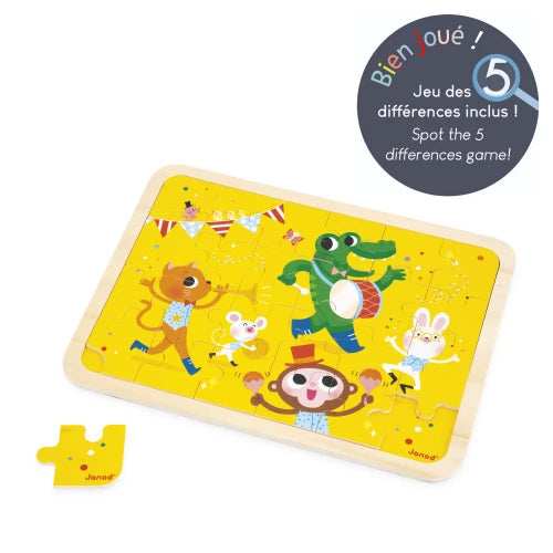 Puzzle de madera de 24 piezas Fiesta animal JANOD