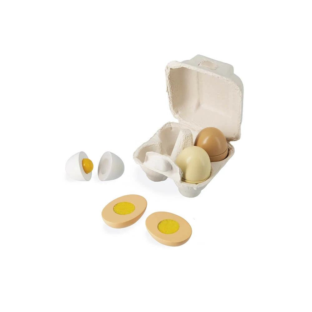 Huevera Con 4 Huevos De Madera JANOD