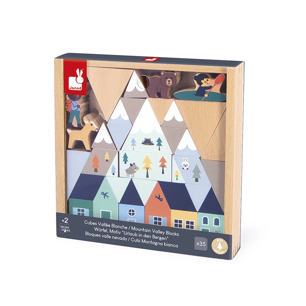 Juego de 35 bloques de madera Valle Nevado - Cross Roads JANOD