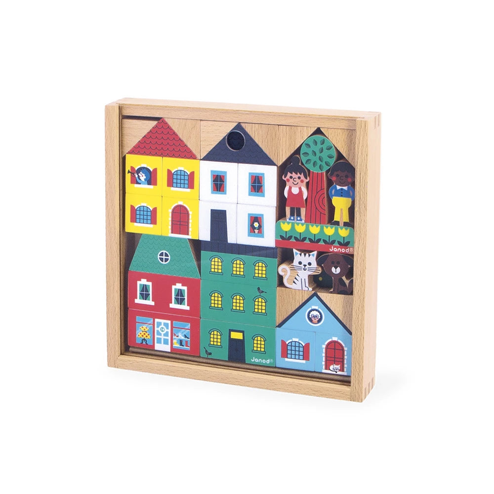 Juego de 36 bloques de madera Ciudad - Cross Roads JANOD