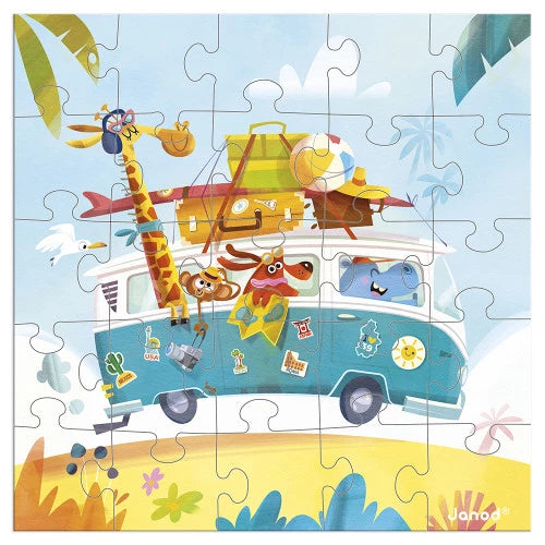 Tarjeta Felicitación Puzzle Viaje por Carretera JANOD