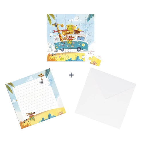 Tarjeta Felicitación Puzzle Viaje por Carretera JANOD