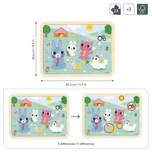 Puzzle de madera de granja 24 piezas JANOD