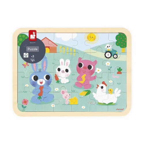 Puzzle de madera de granja 24 piezas JANOD