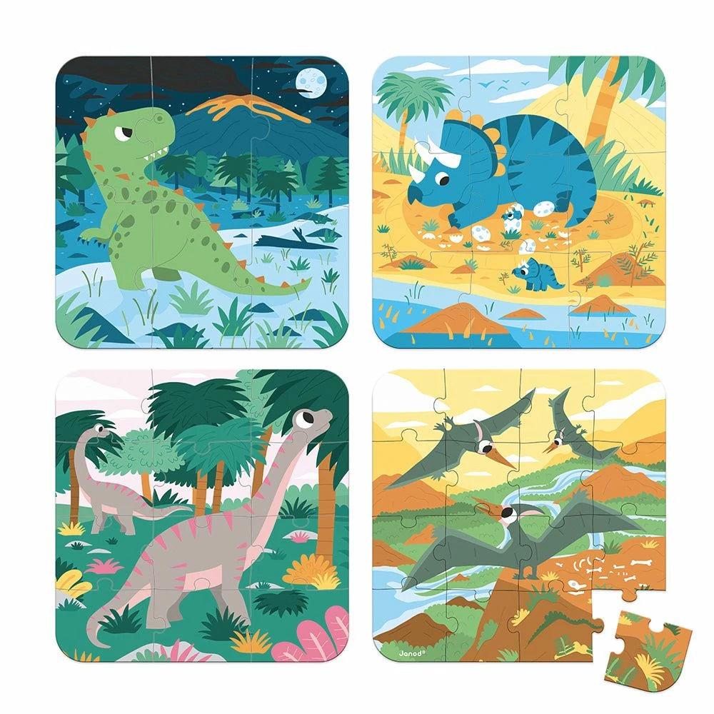 Rompecabezas de dinosaurios evolutivos - 4 rompecabezas janod