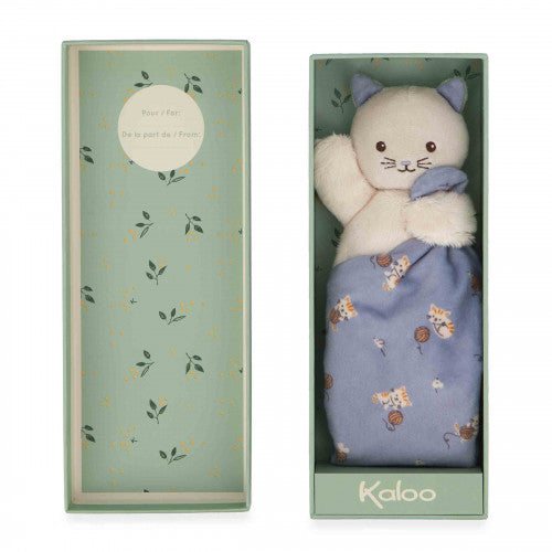 Peluche suave de gato cuadrado color lila Kaloo
