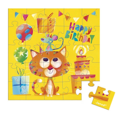 Tarjeta Felicitación Puzzle Cat  JANOD