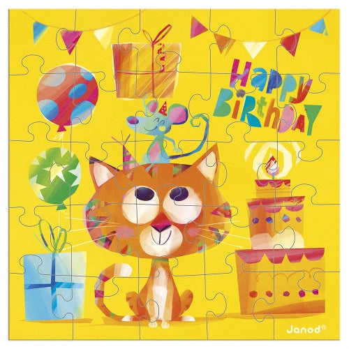 Tarjeta Felicitación Puzzle Cat  JANOD