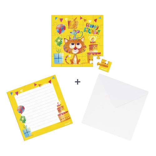 Tarjeta Felicitación Puzzle Cat  JANOD