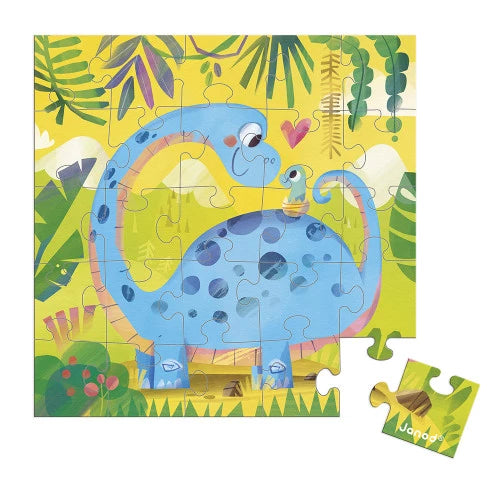Tarjeta Felicitación Puzzle Mamá Dino y su Bebé JANOD
